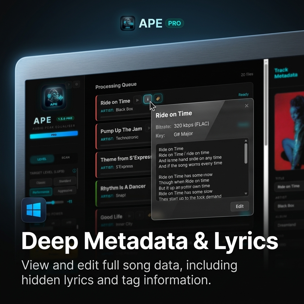 APE Pro settings for MP3 library management